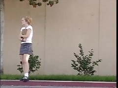 Blonde and redhead lick toy and cum