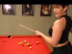 She likes snooker with a bare pussy under a micro skirt.