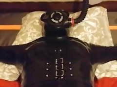 Rubber Milf in gas mask, breath play session